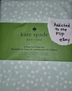 Nwt Kate Spade NY 4 Piece Full Sheets Set 100% Cotton Powder Blue Polka Dot New - Picture 1 of 3