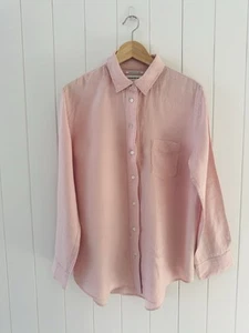 Country Road French Linen Shirt Size 10 Light Pink Long Sleeve Button Up Pocket - Picture 1 of 15