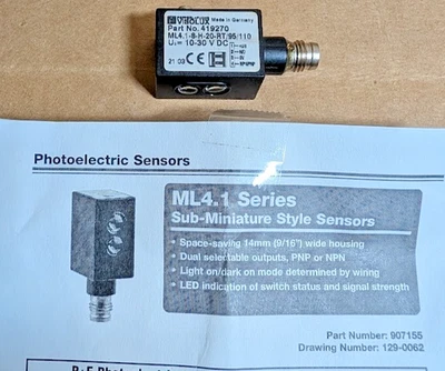 Pepperl+Fuchs VISOLUX ML4.1-8-H-20-RT/95/110 Photoelectric Sensor, 419270 (New) - Image 1 of 4