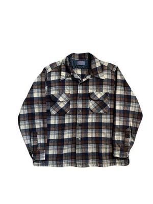 Pendleton The Original Camisa de Tablero Lana Para Hombres XL Azul Naranja Cuello Lazo a Cuadros Foto 1 de 4