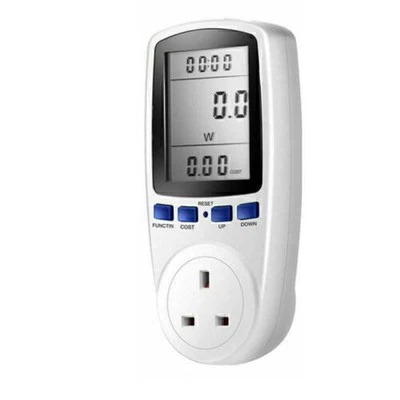 Plug in Power Consumption Energy Meter Voltage Amps Electricity Usage Monitor - Image 1 of 4