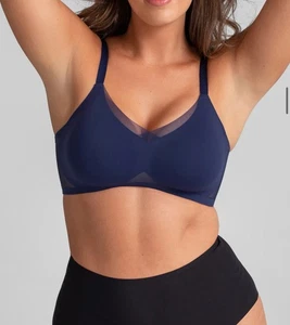 Honey Love LWBR0302- Navy Blue Removeable Pads Crossover Wireless Bra Sz XL - Picture 1 of 5