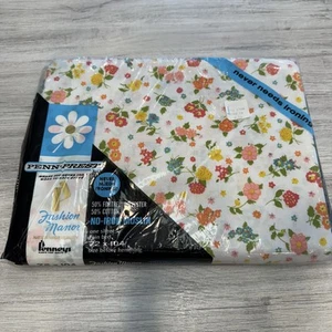 Vintage Penneys Fashion Manor Twin Bed Sheet Floral No-Iron Muslin 72x104 New - Picture 1 of 12