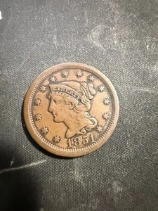 1851-P Philadelphia capelli intrecciati grande centesimo 1C VF lotto # 1153 - Foto 1 di 3