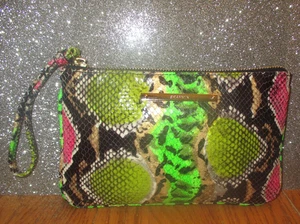 Brahmin Sally Wristlet Bag ANACONDA EMBOSSED Leather - Picture 1 of 7