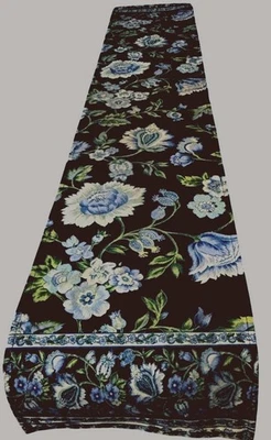 VTG April Cornell Floral Table Runner Plus 2 Place Mats W Navy Blue & Green Patt - Image 1 of 4