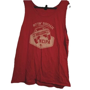 No Label Brewing Co. Tank Top Mens XL Red Sittin' Sidehaze NEIPA Beer Graphic - Picture 1 of 5