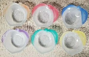 Set of 6 Frosted Colorful Apple Shaped Candy Dishes Bowls First National Glass - Picture 1 of 9