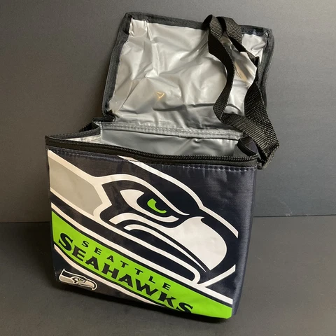 Seattle Seahawks Big Logo Striped 6 pack Cooler Lunch Box Bag Insulated - New Cover