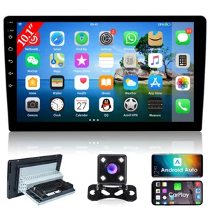 10.1'' Single 1 Din Android 12 Car Radio Stereo GPS Navi BT Carplay Touch Screen - Picture 1 of 16