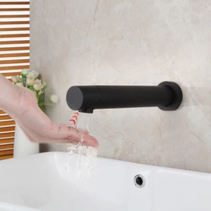 Miscelatore automatico sensore bagno rubinetto acqua rubinetti a parete nero - Foto 1 di 10