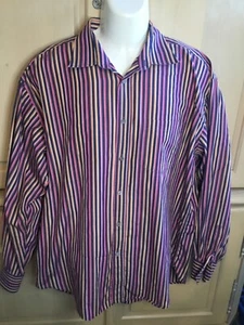 Bugatchi Uomo Colorful Striped Button-Up Shirt Long Sleeve Size XL - Picture 1 of 5