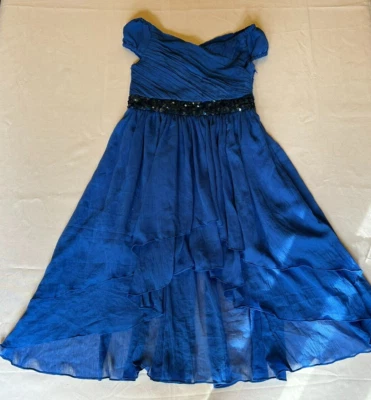 Monsoon GIRL Occasion dress BLUE CHIFFON HI-LOW age 9yrs WEDDING PARTY PROM - Image 1 of 4