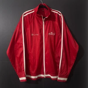 Chaqueta deportiva Budweiser roja vintage cremallera completa rayas blancas para hombre talla XL retro años 90 - Imagen 1 de 10