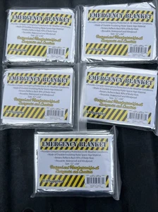 5 Pack Emergency Blankets Thermal Mylar Survival Safety Insulating Heat 54"x 82" - Picture 1 of 3