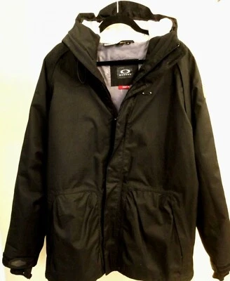 OAKLEY STEALTH BLACK SNOWBOARDING JACKET Medium Thinsulate Hooded Loose Fit Ski - Image 1 of 4