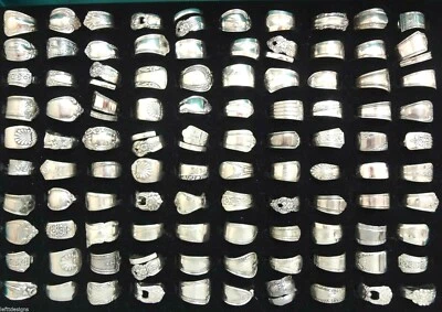 SPOON RINGS * Lot of 15 Rings * Wholesale Vintage Silver-plate Spoon Rings - Image 1 of 3