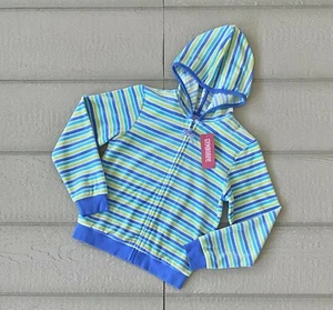 Gymboree Vintage Sugar and Spice Velour Hoodie Stripes Blue Green Size 12 NWT - Picture 1 of 2