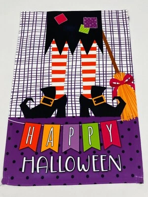 Feliz Halloween Bruja Jardín Bandera 12 x 18" Una Cara Foto 1 de 4