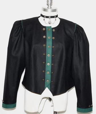 ALPHORN ~ CHAQUETA DE LANA NEGRA Austria Mujer Vestido Corto Deporte Abrigo de Equitación 44 12 M Foto 1 de 4