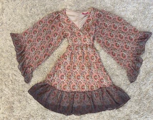 Betsey Johnson Bohemian Dress Womens Size 2 Bambi Bell Sleeve Floral Peasant - Picture 1 of 9