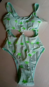 Sugar Coast by Lolli Swim gestreifter Palmenausschnitt Badeanzug Einteiler Small *Neu mit Etikett* - Bild 1 von 3