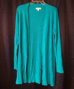 Kim Rogers blaugrün offene Strickjacke Größe Large Neu ohne Etikett - Bild 1 von 8