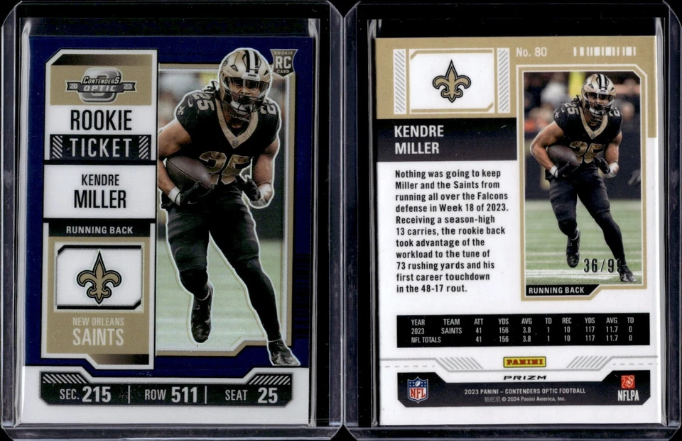 2023 Playoff Contenders Rookie Ticket Blue Prizm Kendre Miller /99 - Image 1 of 1