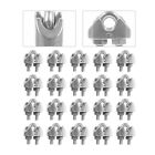  20 Pcs Chuck Stainless Steel Wire Rope Clamp Clamps Cable Clips