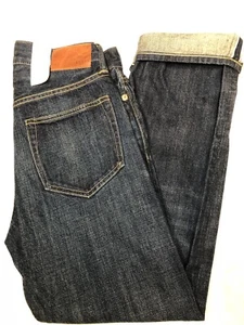 NWOT AE77 The Loose Japanese Selvedge Jeans Mens Button fly Size 27 x 32 Blue - Picture 1 of 14
