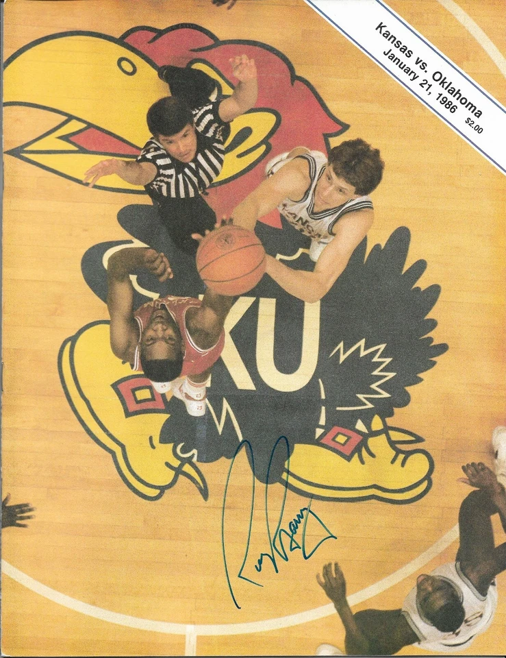VINTAGE 1986 SIGNED KU JAYHAWKS BASKETBALL PROGRAM AUTO - Image 1 of 1