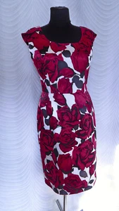 Vestido Joseph Ribkoff Sin Mangas Floral Satinado Rosa Talla US 10 UK 12 - Imagen 1 de 8