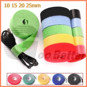 Cable Tidy Straps Double Sided Wrap Hook & Loop Reusable Strapping 10/15/20/25mm - Picture 1 of 18