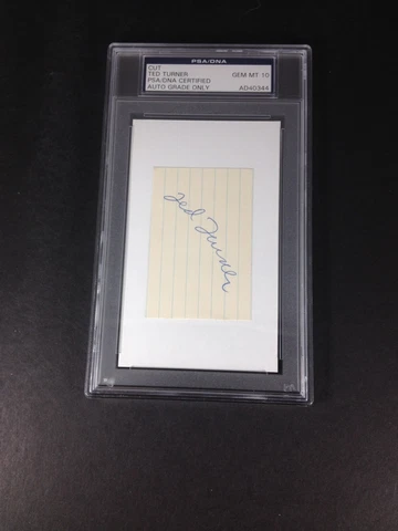 Ted Turner, Founder Of CNN & TBS Autograph Card, Slabbed  PSA GRADE 10 GEM-MINT Cover