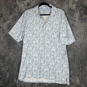 Johnnie-O Polo Mens Large Blue Golf Football Grill College Print Performance - Picture 1 of 7
