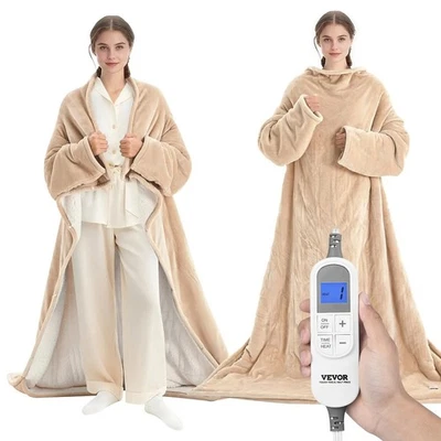 Manta eléctrica portátil con mangas y bolsillo para los pies acogedora Sherpa tiro térmico Foto 1 de 4
