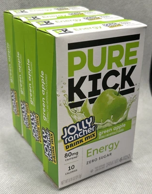 Pure Kick Energy Jolly Rancher Green Apple Zero Sugar Drink Mix Lot of 4 - Image 1 of 4