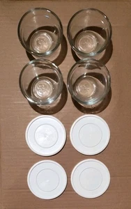 Pampered Chef Clear Glass Measuring Prep Bowls W/ Lids 1 Cup 175 ML - Set of 4 - Picture 1 of 3