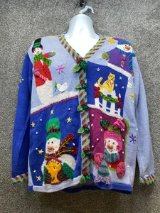 Storybook Knits Womens M Christmas Cardigan Sweater Holidays Xmas Ugly Fun Novel - Picture 1 of 16