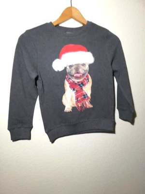 Christmas Jumper Pug Dog Pullover Age 6-7yrs Fleece Reverse Festive Season Cotto - Image 1 of 4