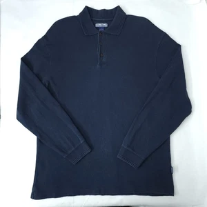 Vintage Structure Shirt Mens Large Navy Blue Waffle Knit Rugby Polo USA MADE 90s - Picture 1 of 11