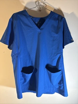Prendedores de cabo ajustáveis Med Couture Scrub Top maternidade azul royal tamanho médio - Imagem 1 de 4