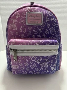 New Disney Parks Loungefly Park Icons Pink Purple Ombre Backpack - Picture 1 of 8