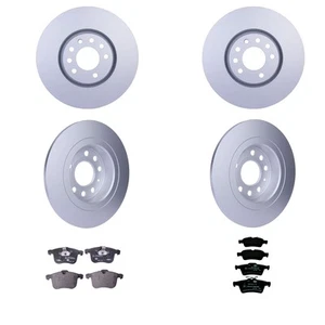 Hella Front Rear Rotors Low-Met Disc Brake Pad Kit For Saab 9-3 2003-2005 FWD - Picture 1 of 1