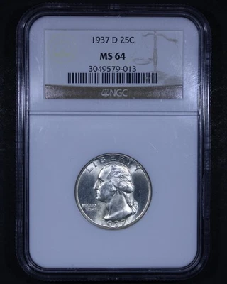 1937-D Washington Quarter - 25c NGC MS64 - Bright Flashy Coin! - Image 1 of 4