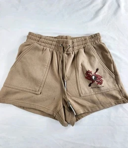 Rue21 Shorts M Women Tan Fleece Drawstring Elastic Waist Yin Yang Dragon Graphic - Picture 1 of 7