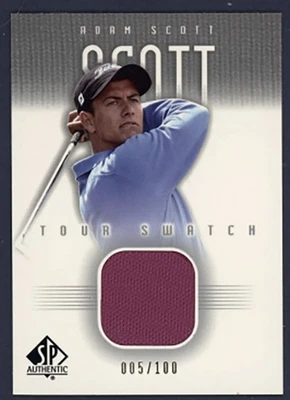 2001 SP Authentic Tour Swatch Silver /100 Adam Scott #AS-TS Rookie RC - Image 1 of 2