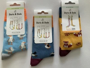 SALE 3 Pairs Kids Fun Socks Organic Cotton/Bamboo Size 12-3 Doris And Dude - Picture 1 of 6