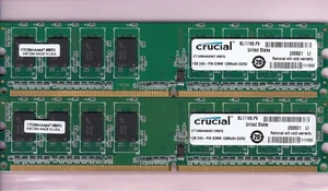 KIT DE MEMORIA RAM DIMM 2GB 2x1GB PC2 5300 CRUCIAL CT12864AA667.M8FG MICRON DDR2-667 - Imagen 1 de 2
