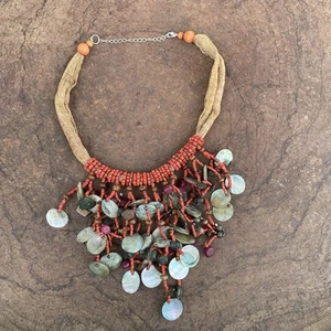 Impresionante collar babero concha de abulón tribal africano - Imagen 1 de 4